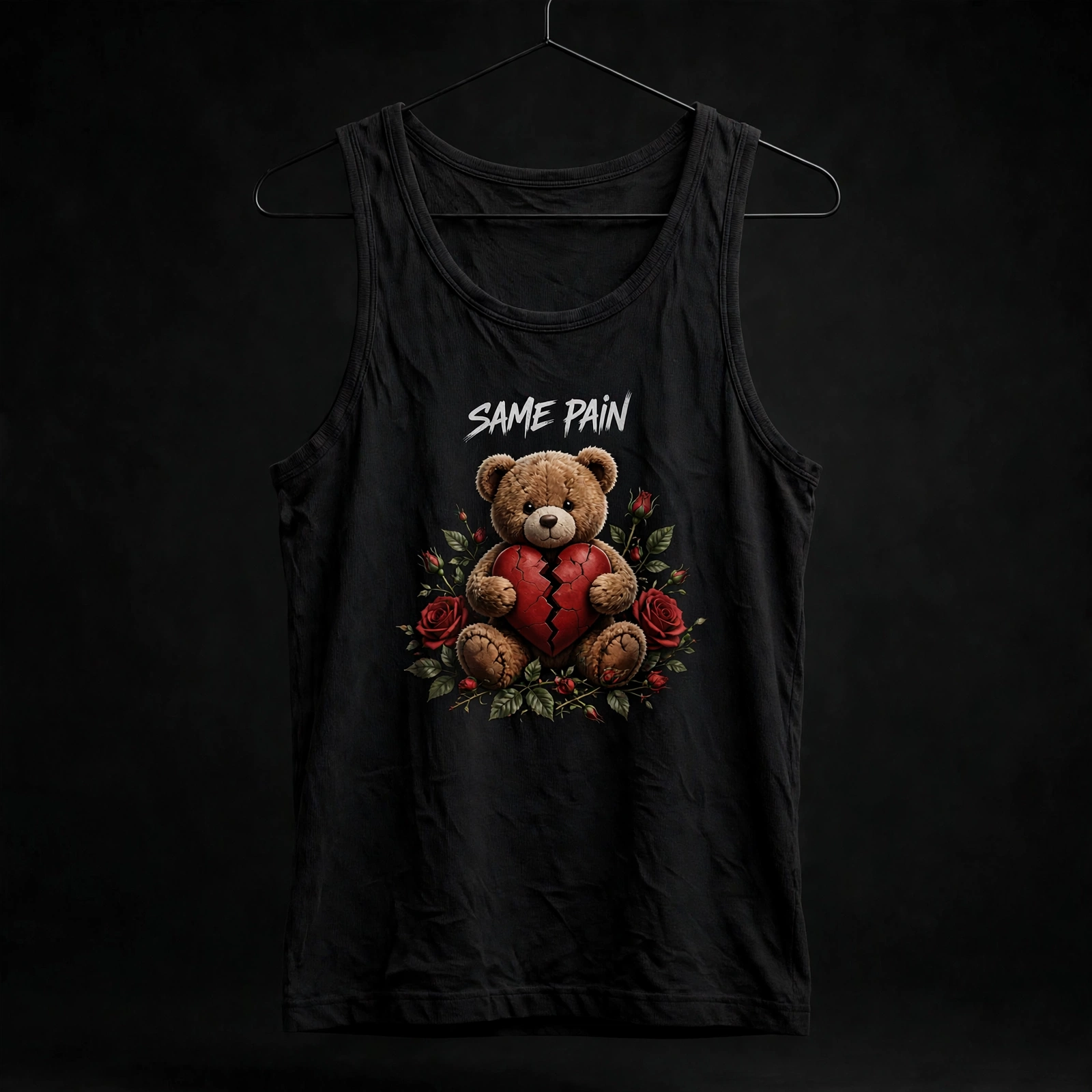 Summer tank — tank top with the teddy bear and broken heart artwork