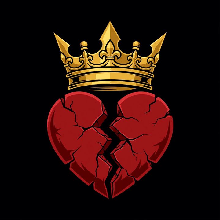 RellyWear emblem — gold crown over a cracked red heart